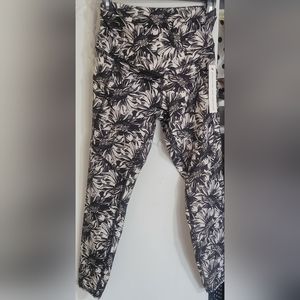White and black floral leggings